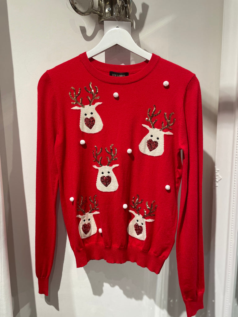 Rudolph Xmas Jumper Red