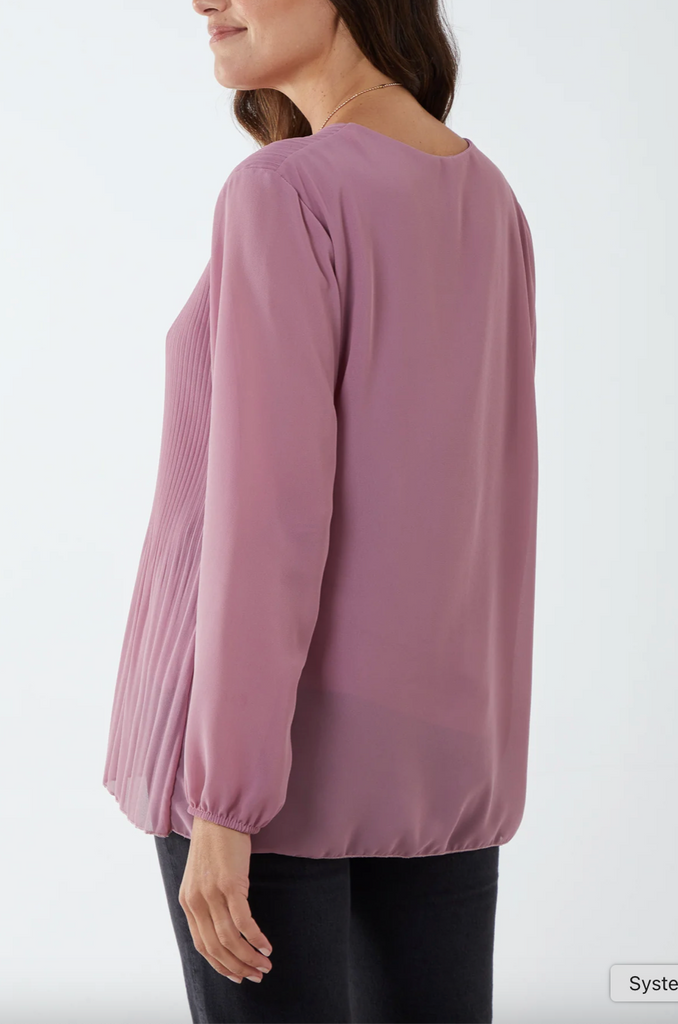 Pleated Necklace Top Dusky Pink