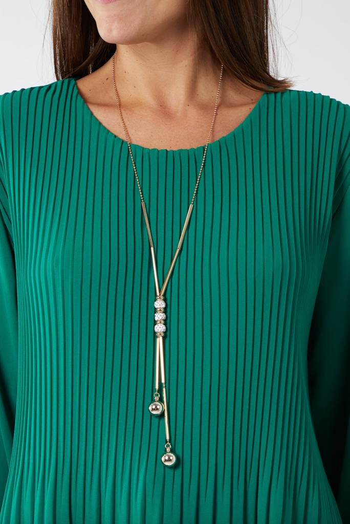 Pleated Necklace Top Green