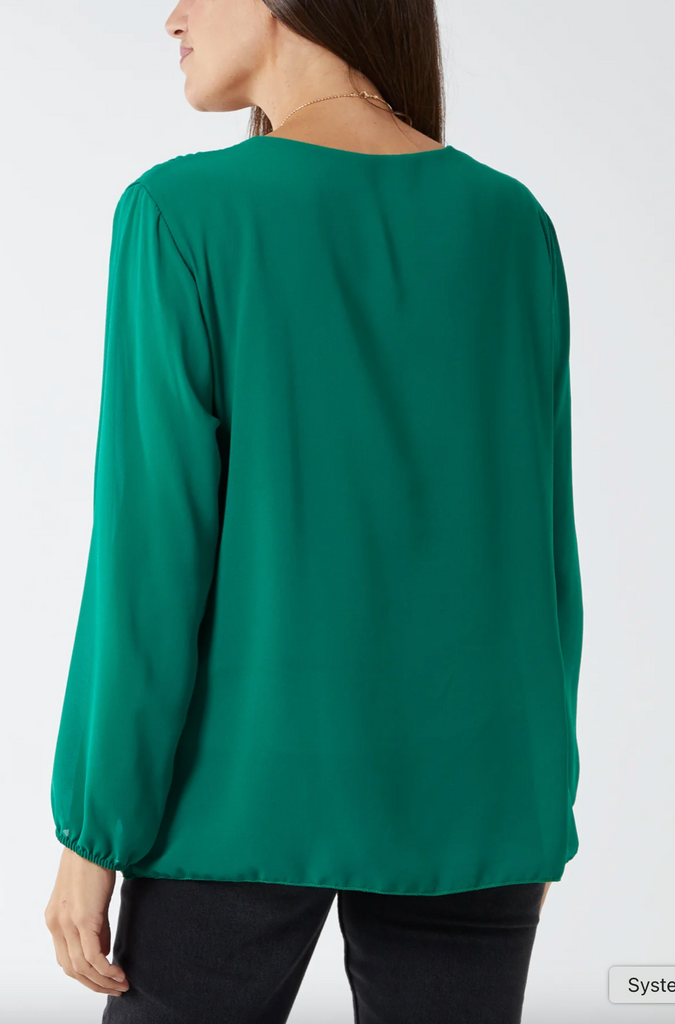 Pleated Necklace Top Green