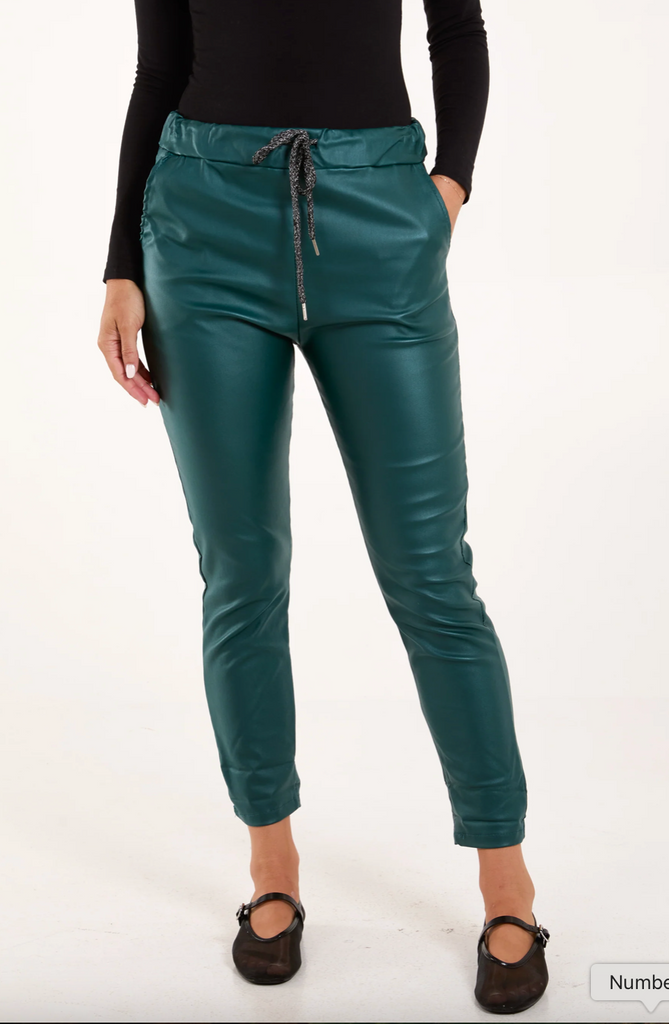 Megan Magic Trousers PU Coated Teal