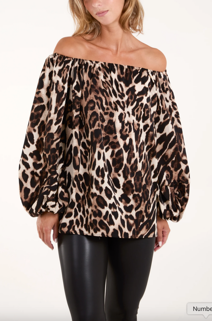 Leopard Print Bardot Top