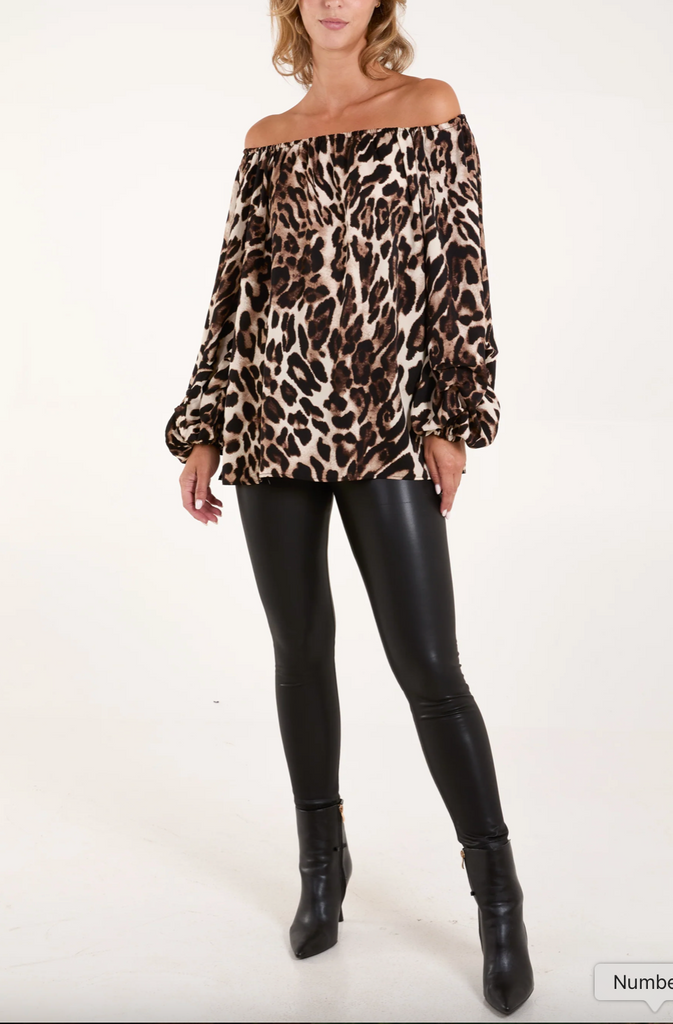 Leopard Print Bardot Top