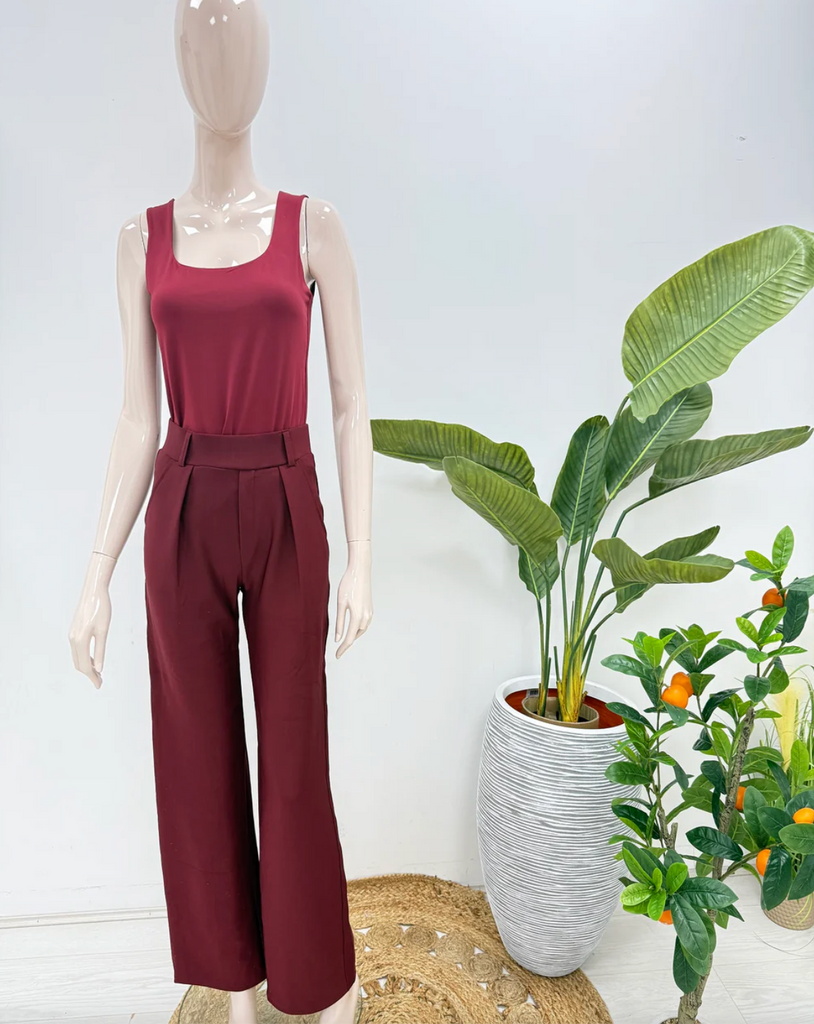 SARAH Scuba Trouser Burgundy