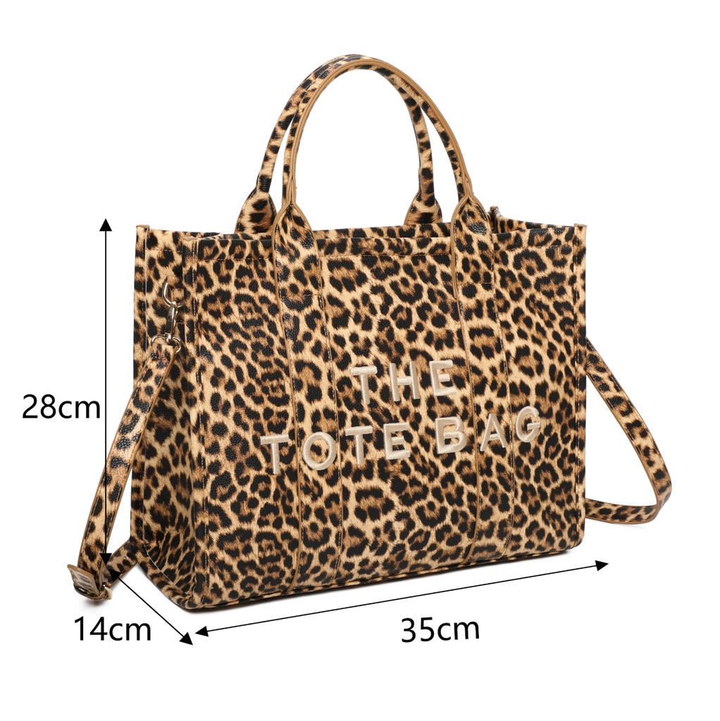 Leopard Tote Bag Brown