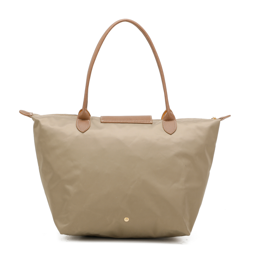 Foldable Shopper Tote Shoulder Bag Beige