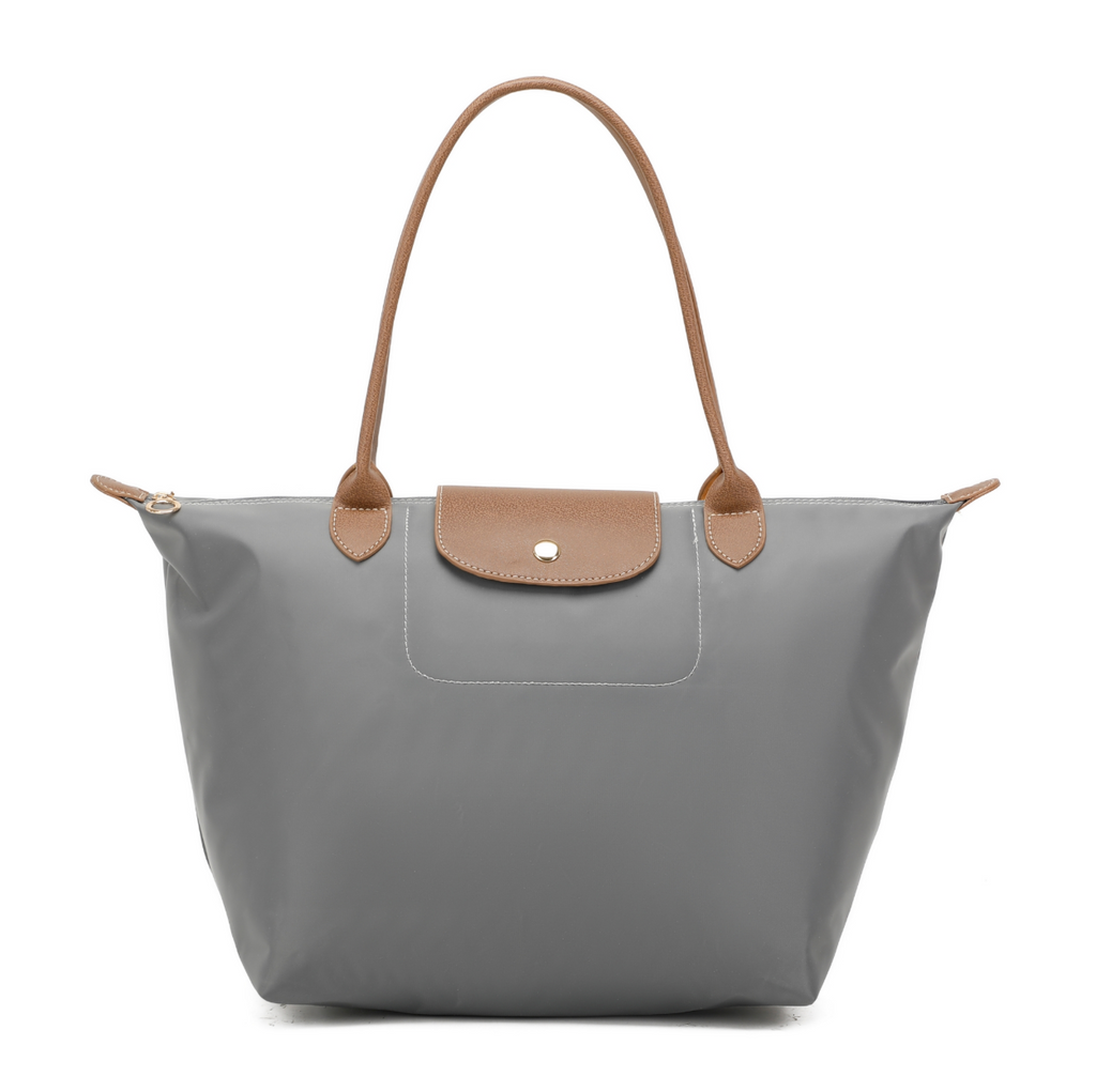 Foldable Shopper Tote Shoulder Bag Grey