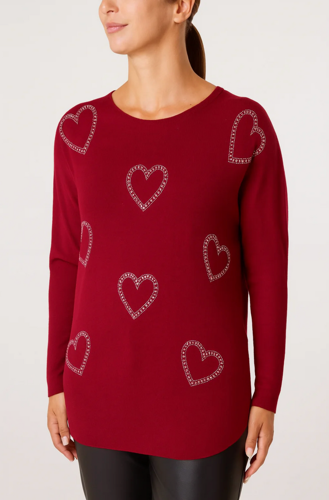 Rebecca Heart Sparkle Jumper Burgundy