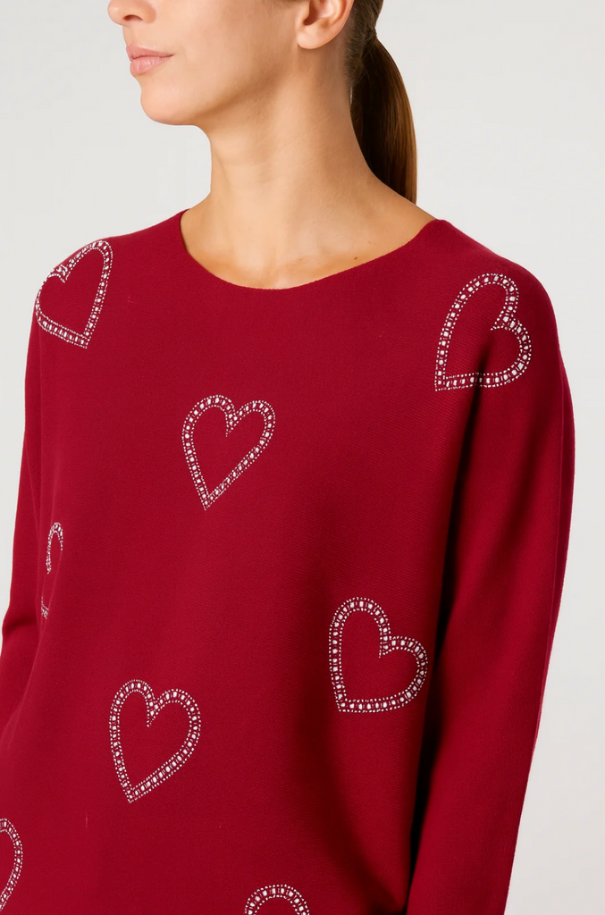 Rebecca Heart Sparkle Jumper Burgundy
