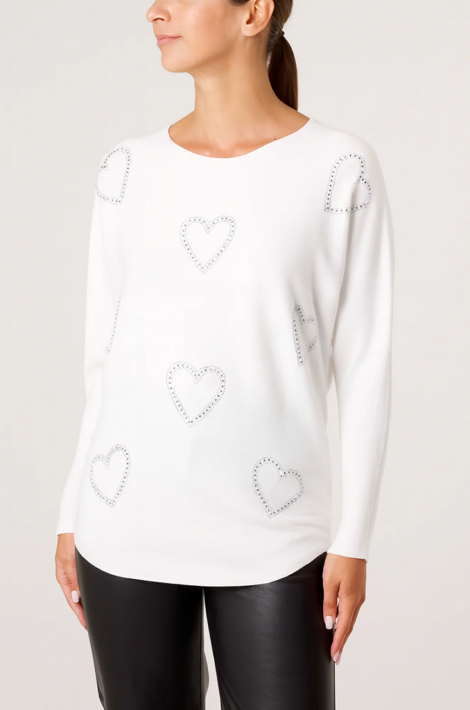 Rebecca Heart Sparkle Jumper Ivory