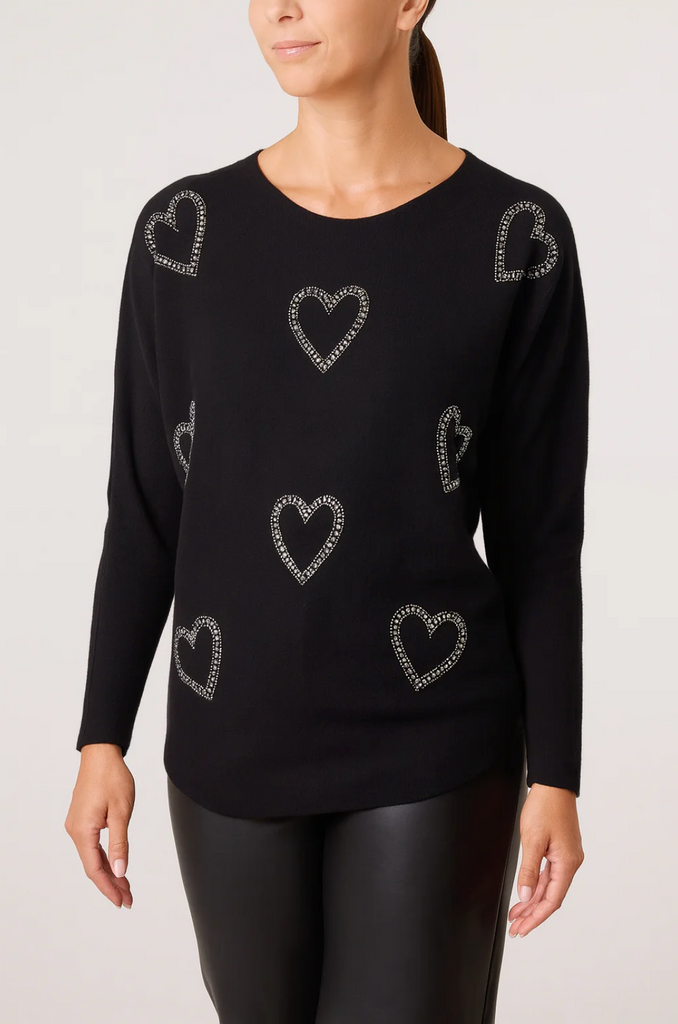 Rebecca Heart Sparkle Jumper Black