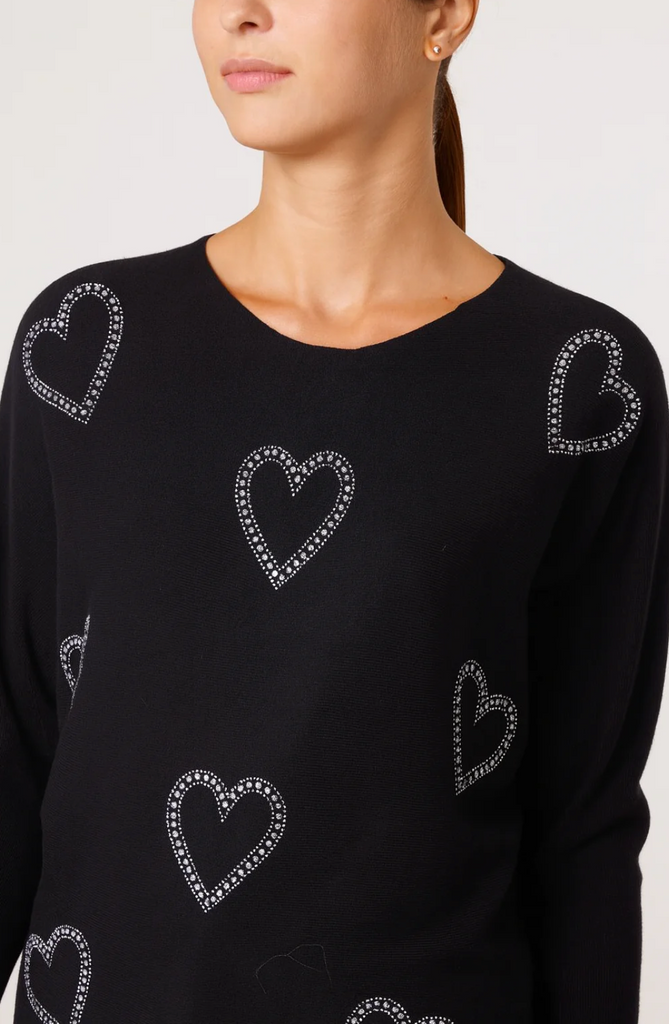 Rebecca Heart Sparkle Jumper Black