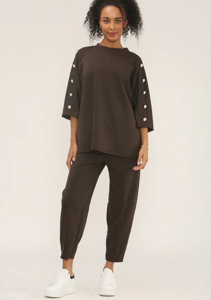 Kaz Button Co Ord Chocolate