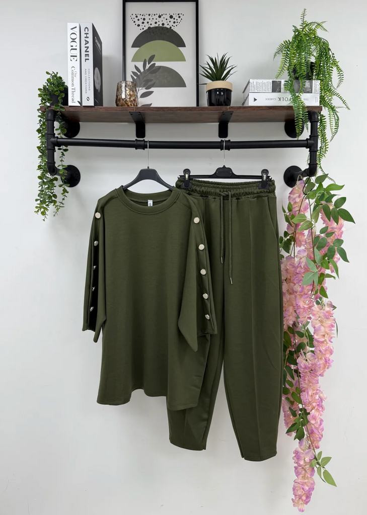 Kaz Button Co Ord Olive Green