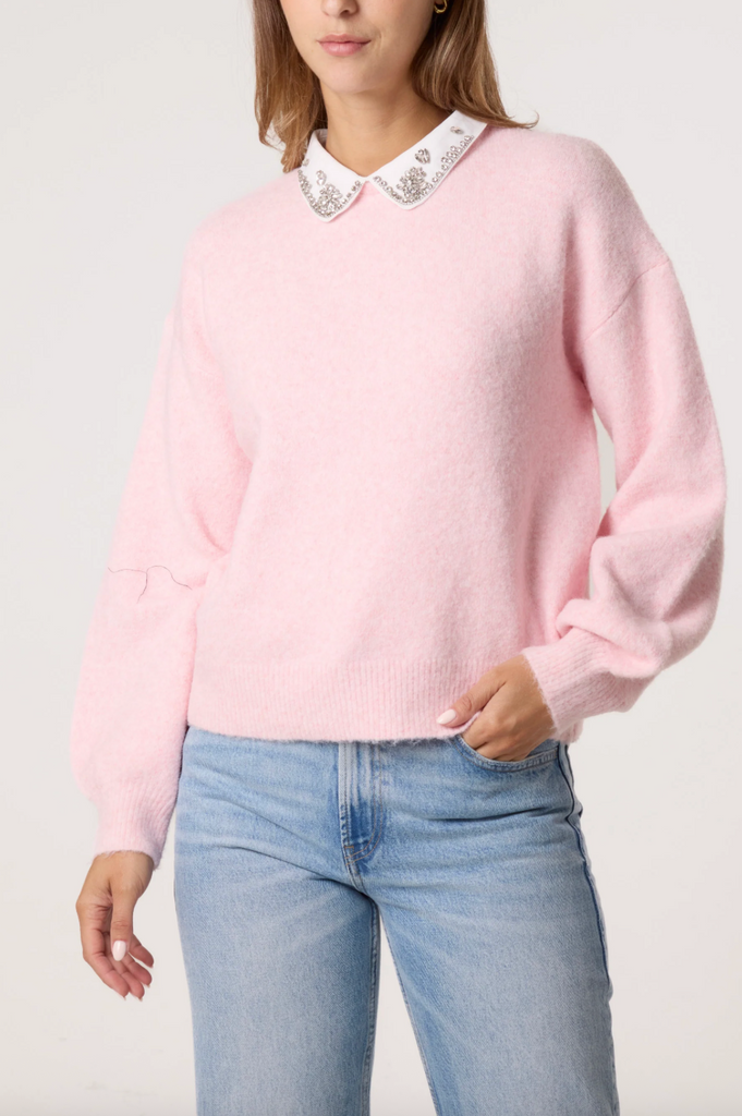 Emily Embellished Collar Jumper Pink