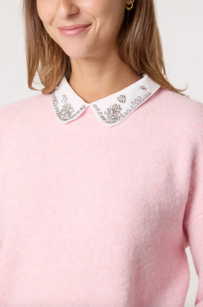 Emily Embellished Collar Jumper Pink
