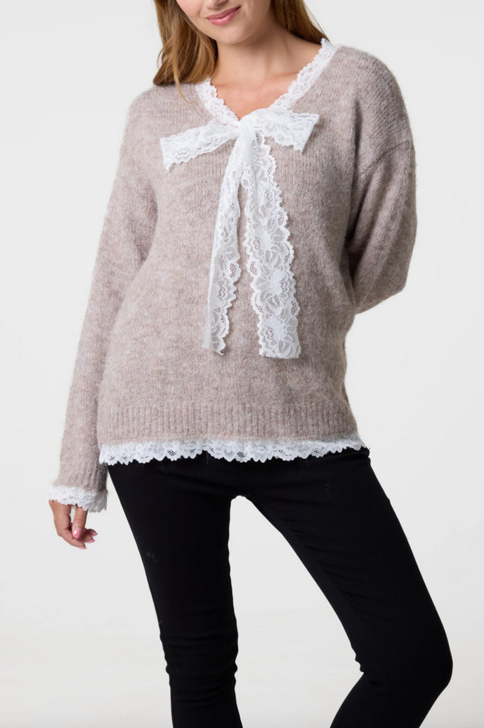 Rowan Lace Jumper Coffee