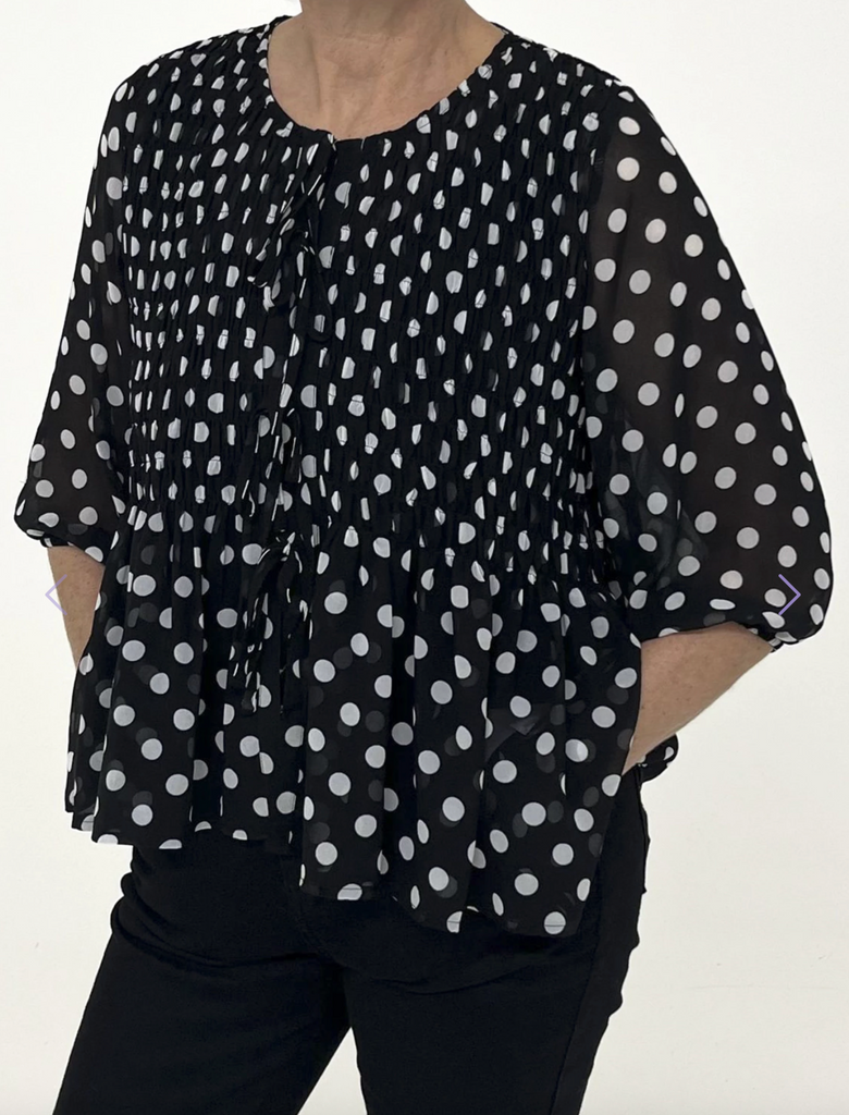 Polly Polkadot Blouse Black