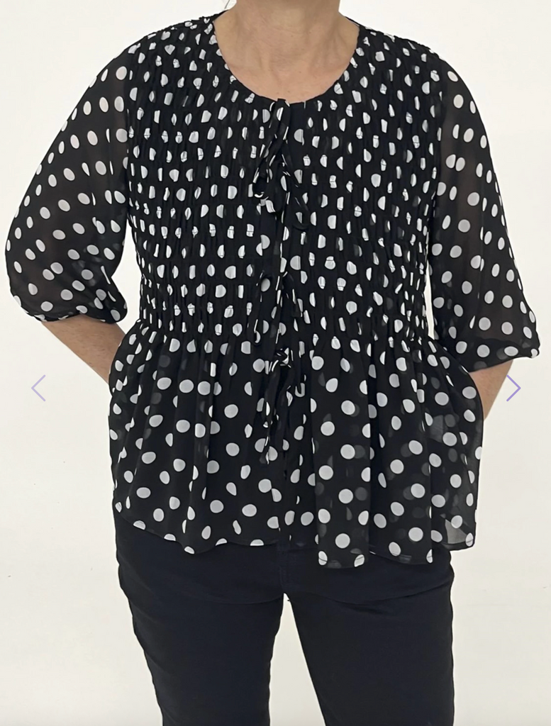 Polly Polkadot Blouse Black