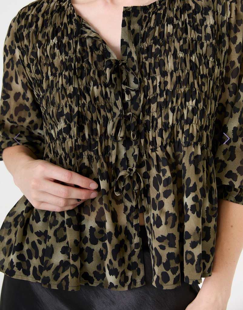 Lana Leopard Blouse Green