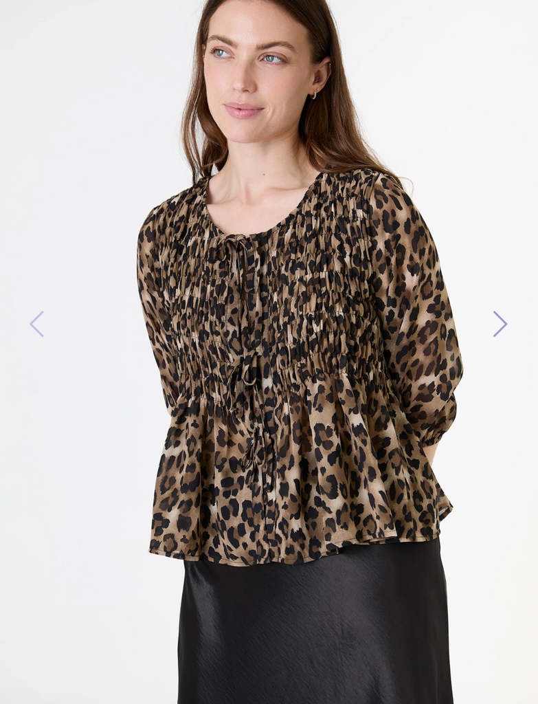 Lana Leopard Blouse Brown