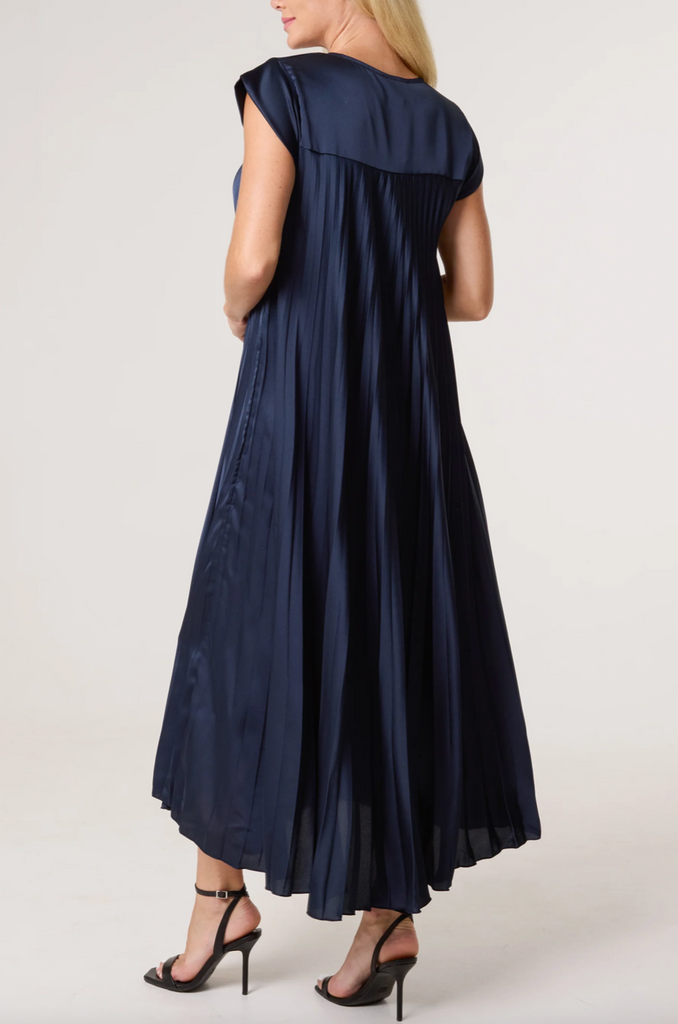 Pryia Pleated Dress Navy