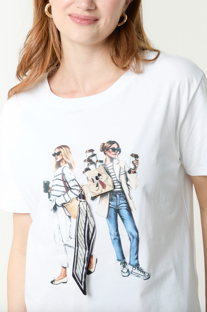 Belle Coffee Embellished T-Shirt