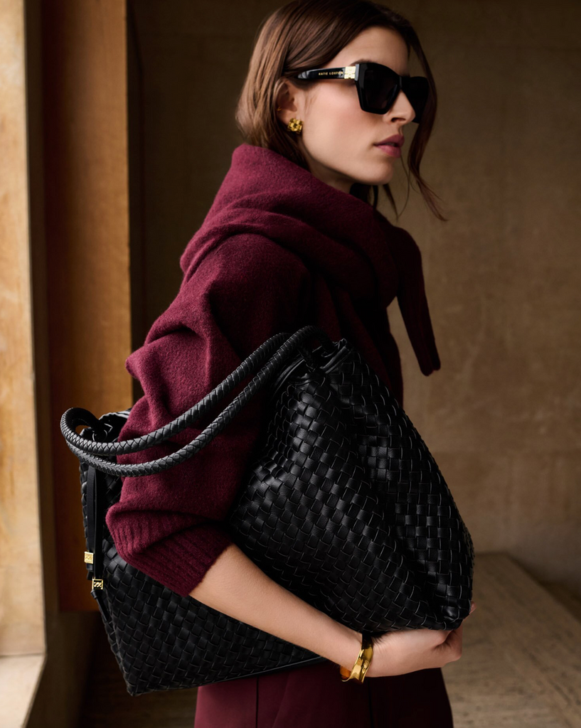 Katie Loxton Nova Black Woven Shoulder Bag Black