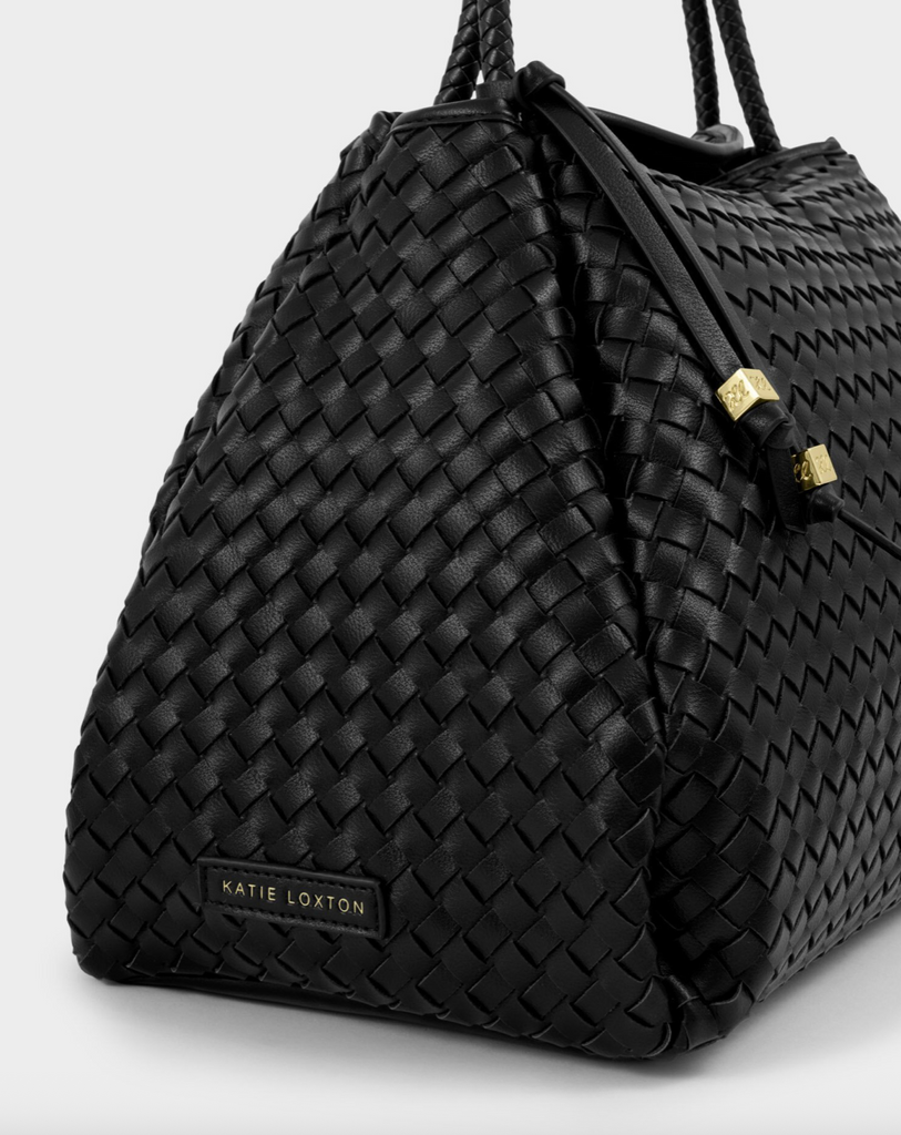 Katie Loxton Nova Black Woven Shoulder Bag Black