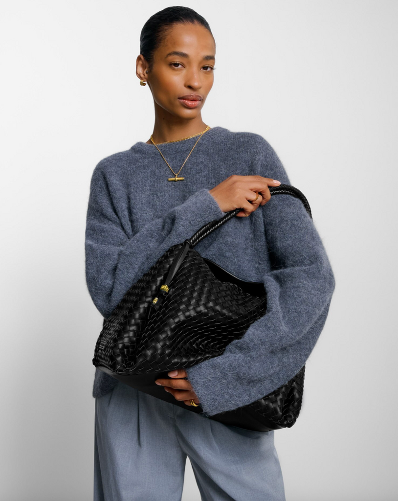 Katie Loxton Nova Black Woven Shoulder Bag Black