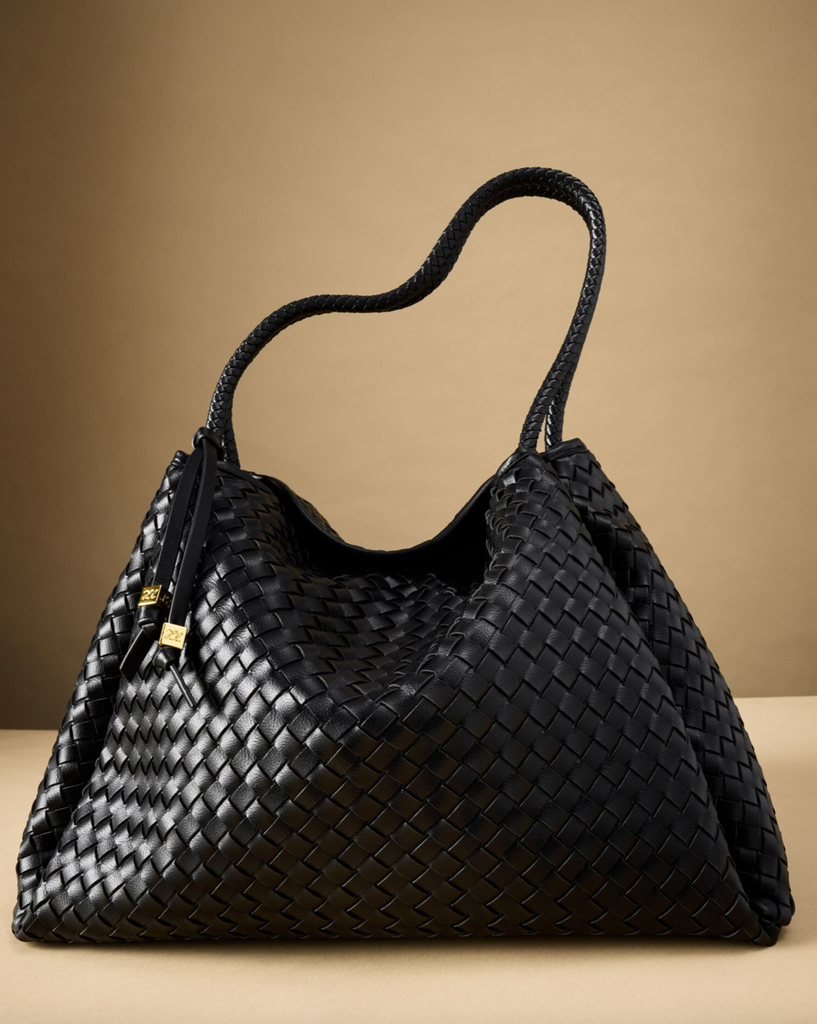 Katie Loxton Nova Black Woven Shoulder Bag Black