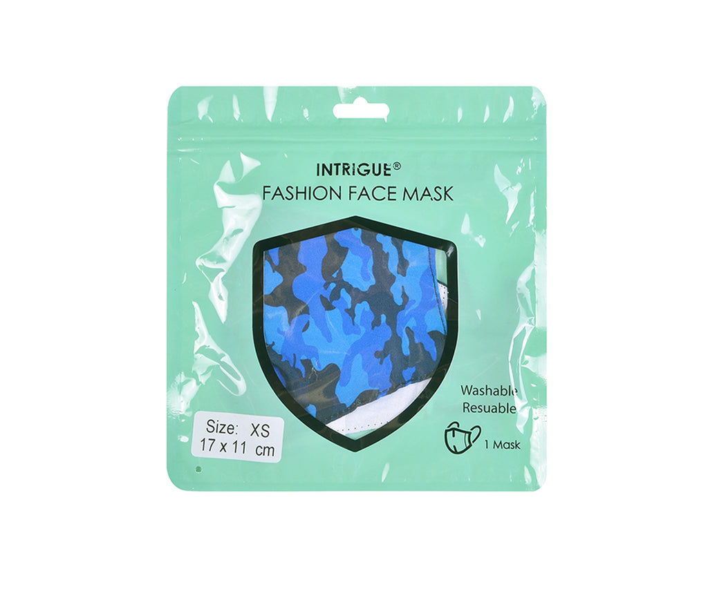 Blue Camouflage Face Covering KIDS SIZE