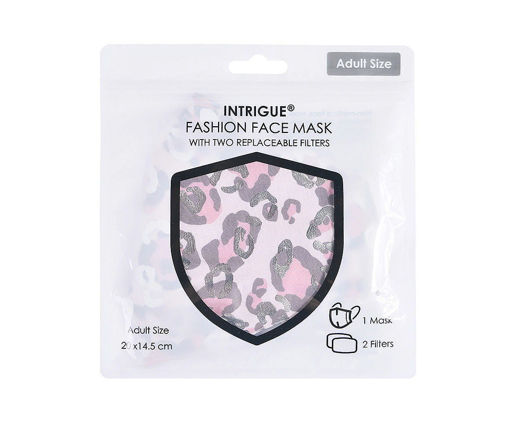 Pink And Silver Animal Print Sparkle Face Covering