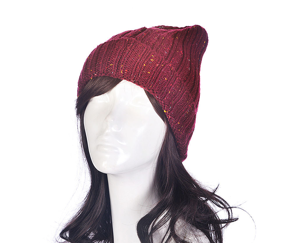 Burgundy Speckle Knitted Hat