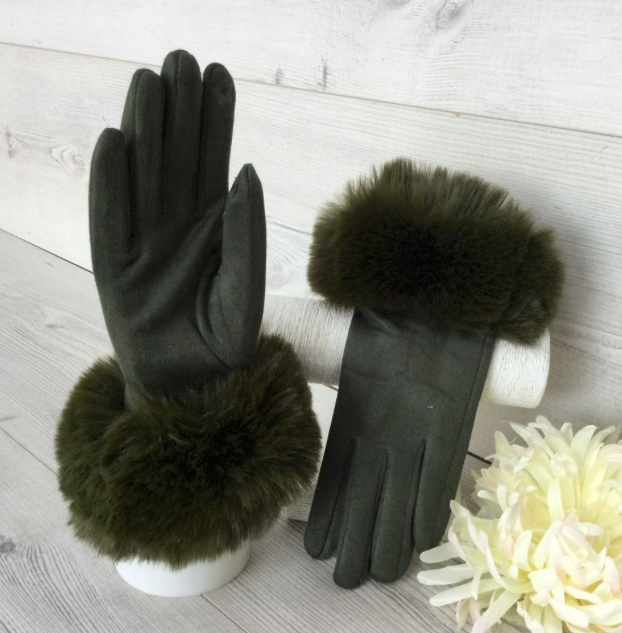 Olive Green Elegant Gloves