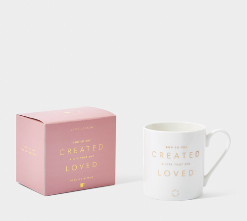 AND SO SHE CREATED A LIFE THAT SHE LOVED Mug Dark Pink Box