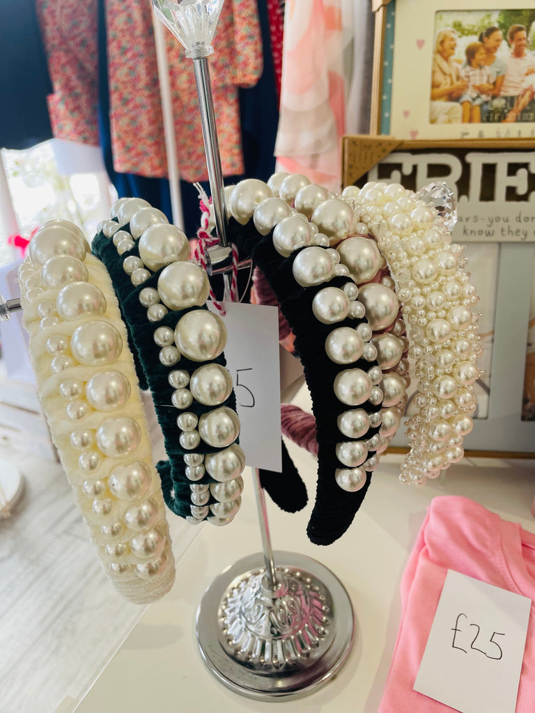Coco Pearl Head Band Teal Green