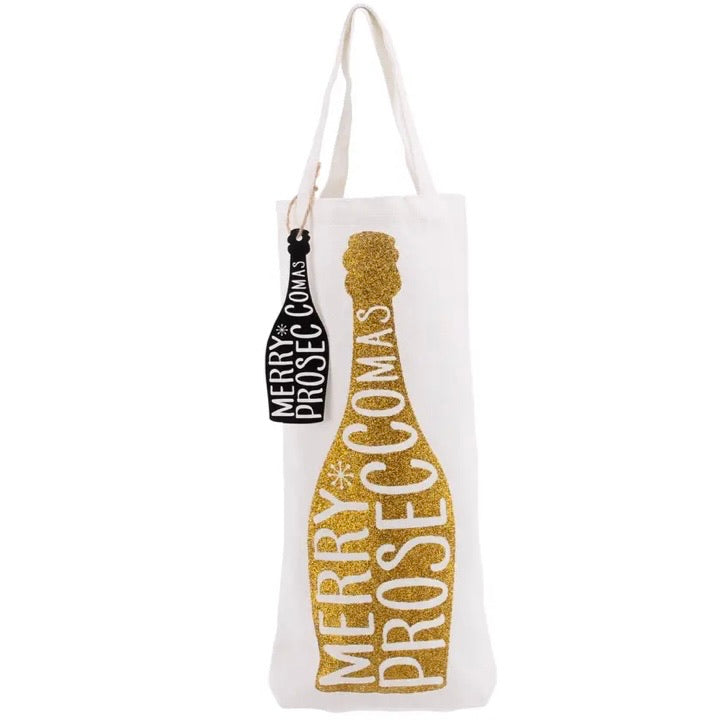 Gold Glitter Proseccomas Canvas Reusuable Bag
